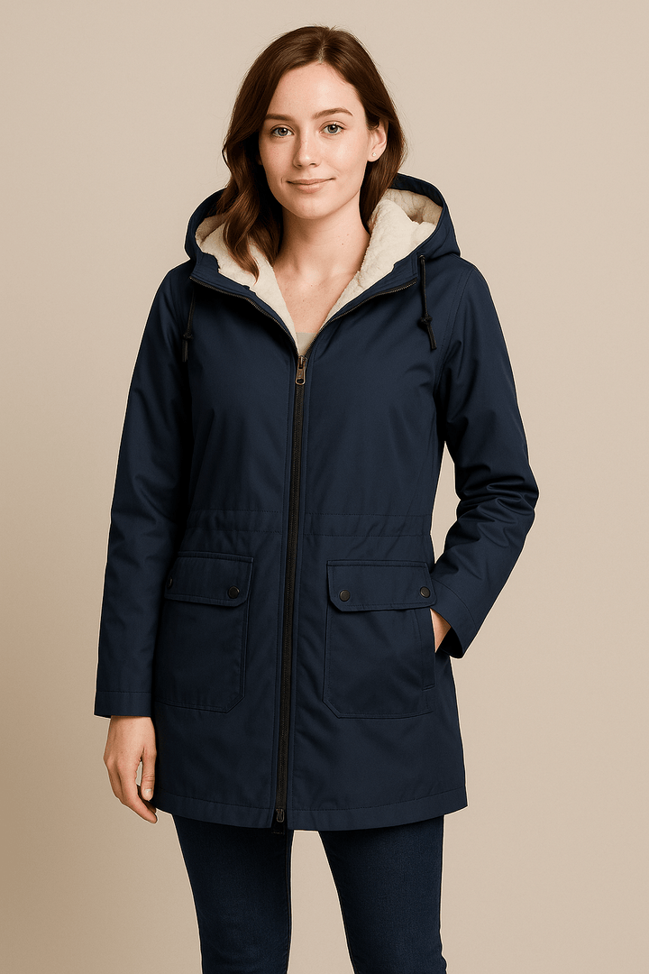 Meera | Waterproof Fleece-Lined Hooded Trench Coat with Tailored Fit