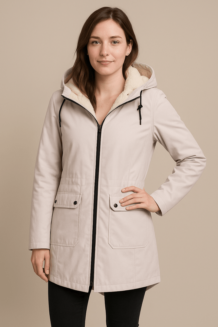 Meera | Waterproof Fleece-Lined Hooded Trench Coat with Tailored Fit