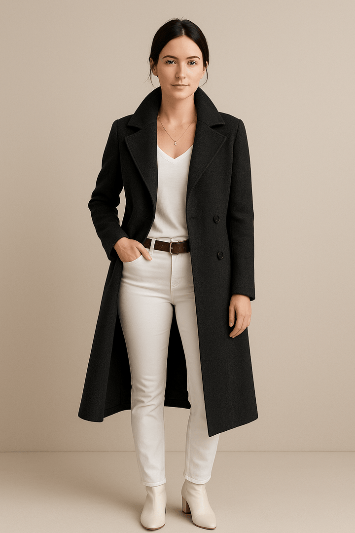 Priya | Mid-Length Fleece Trench Coat with Lapel Collar