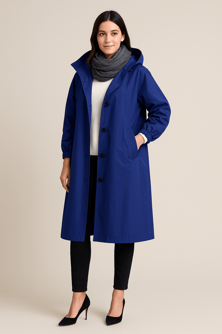 Ruby | Hooded Long Trench Coat with Pockets
