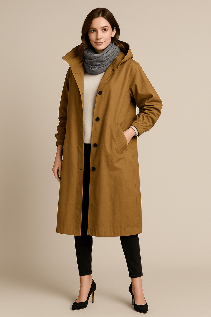 Ruby | Hooded Long Trench Coat with Pockets