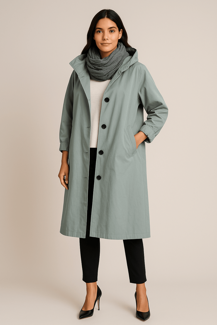 Ruby | Hooded Long Trench Coat with Pockets