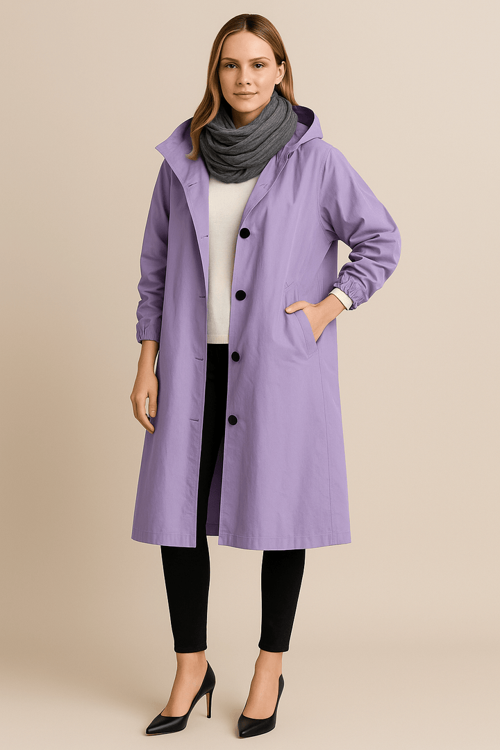 Ruby | Hooded Long Trench Coat with Pockets