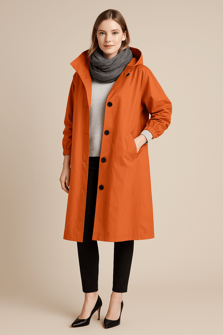 Ruby | Hooded Long Trench Coat with Pockets