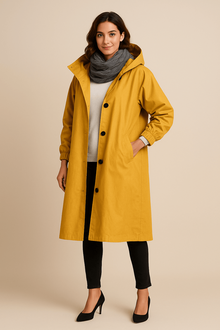 Ruby | Hooded Long Trench Coat with Pockets