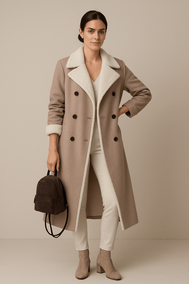 Sienna | Oversized Belted Coat with Shearling Lining