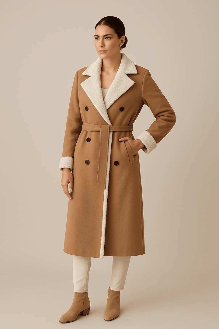 Sienna | Oversized Belted Coat with Shearling Lining