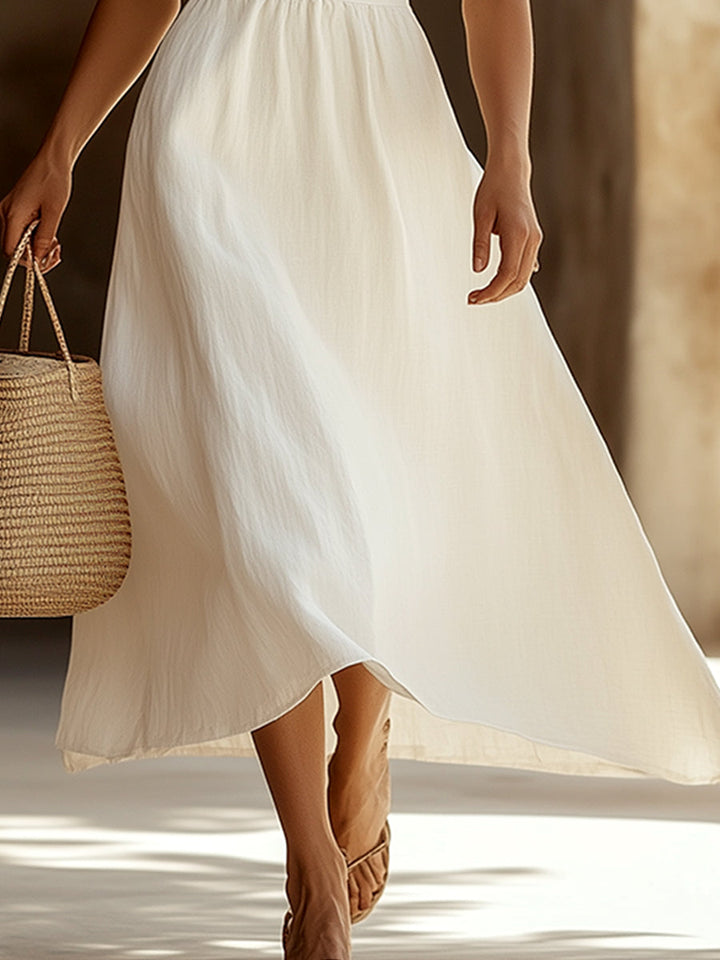 Maria I Comfortable White Sleeveless Maxi Dress