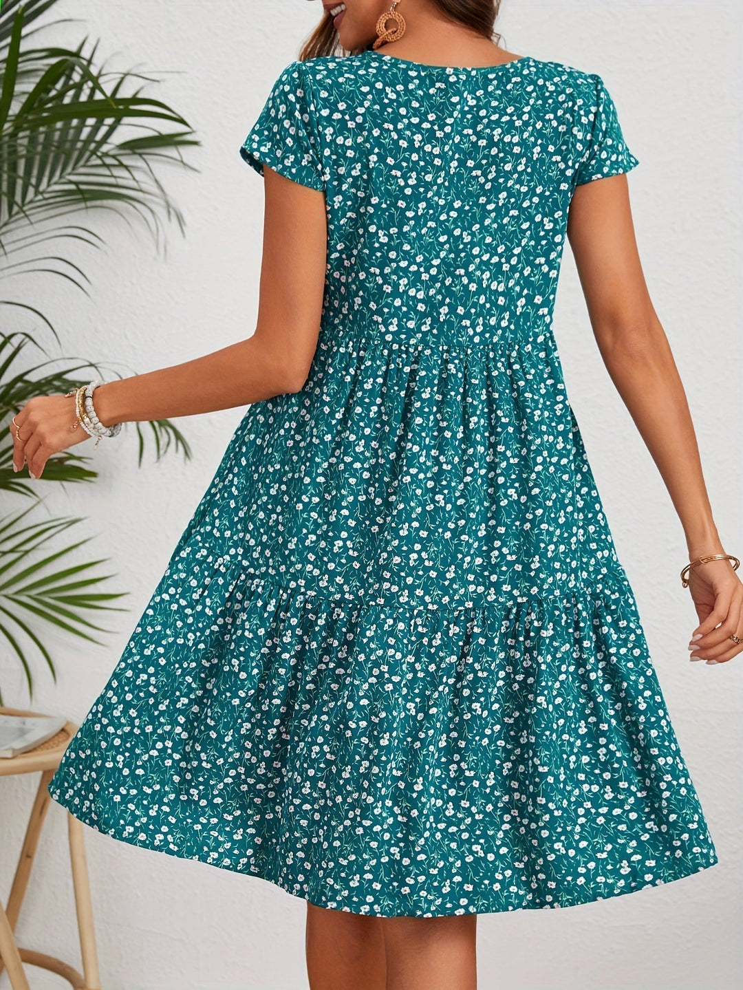 Lily™ - Floral Crew Neck Handmade Dress