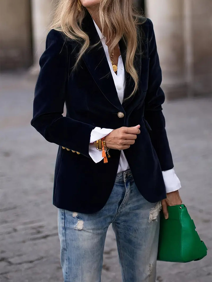 Violette I Tailored Blazer with Gold Buttons