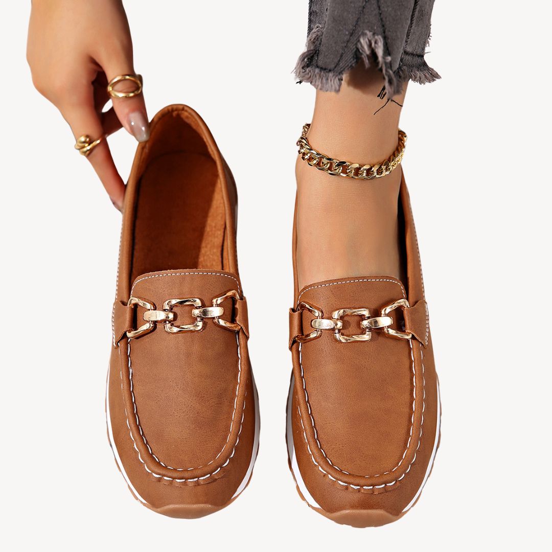 Loravelle I Orthopedic Suede Loafers Women Chain