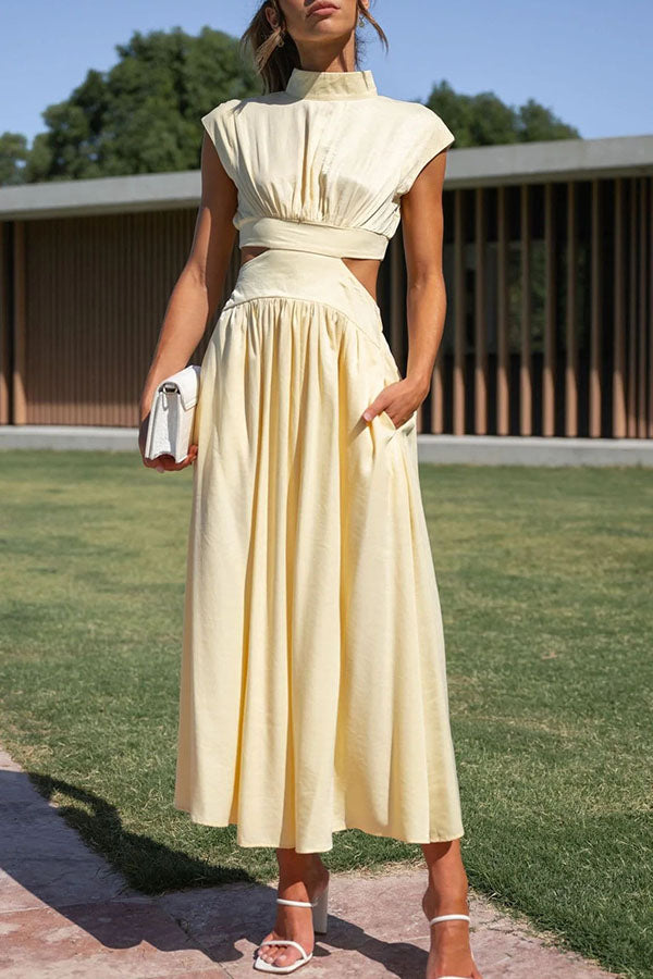 Quincy | Midi Dress Featuring Cut-Outs and Pockets