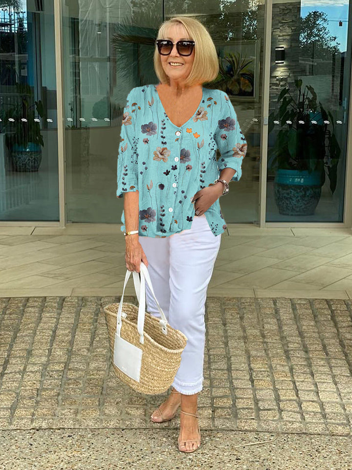 Elodie™ – Floral Blouse With Soft Drape