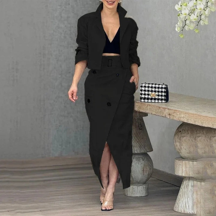Zoe™- Elegant Jacket and Wrap Skirt Set