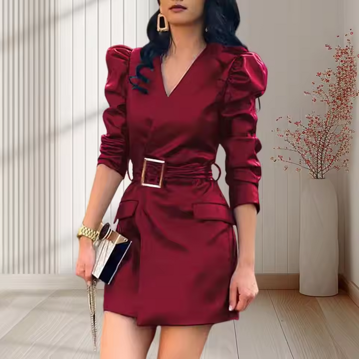 Maria - Stylish V-Neck Slim Fit Dress