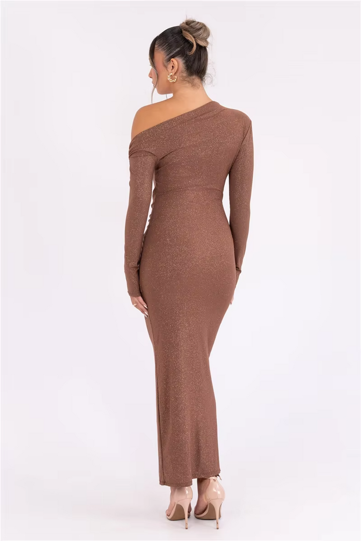 Layla - Elegant Sparkle Long Sleeve Maxi Dress