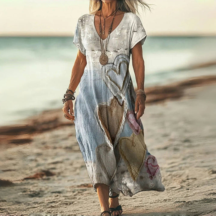 Vintage Dress with Heart Print