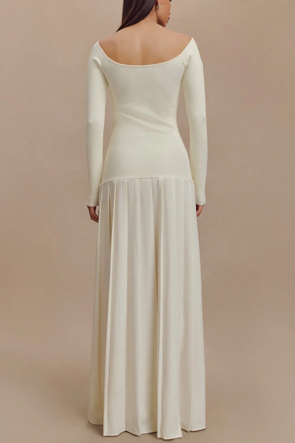 Aria - Retro Bardot-neck Maxi Dress