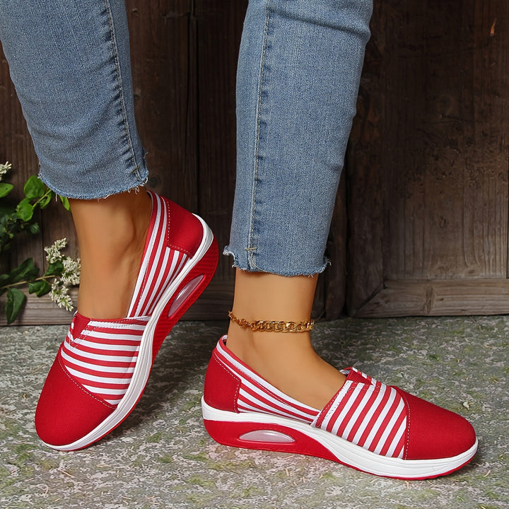 Millie I Comfortable Slip-On Orthopaedic Striped Trainers