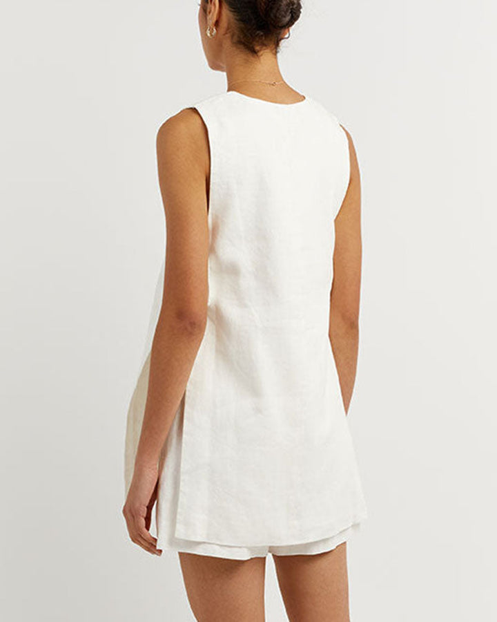 Amelia™ - Sleeveless Buttoned Set With Handmade Details
