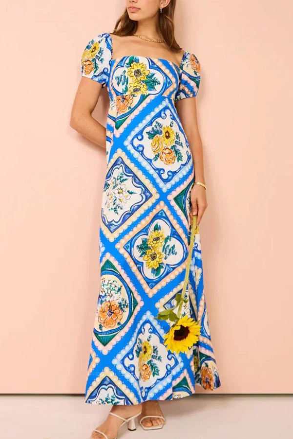Lemony - Printed Long Summer Dress