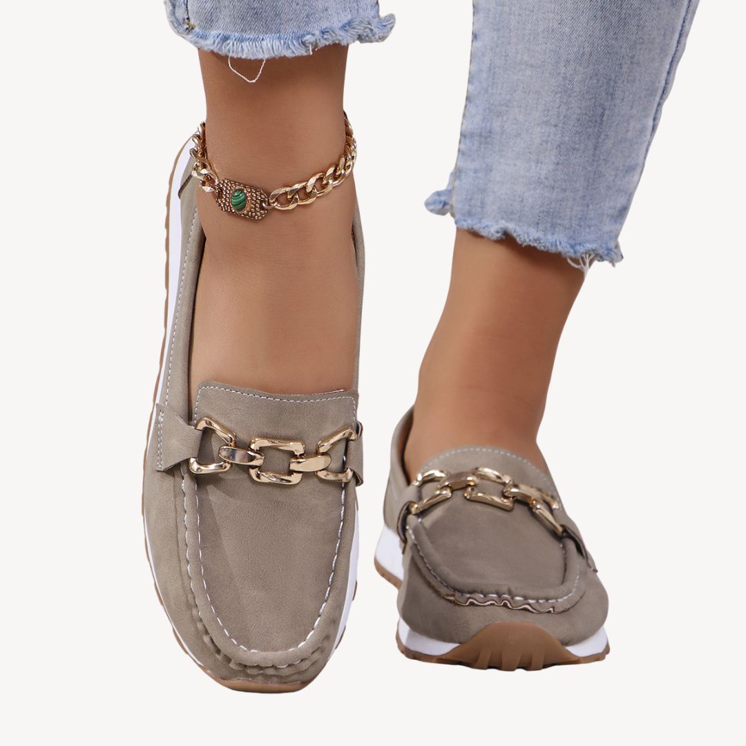 Loravelle I Orthopedic Suede Loafers Women Chain