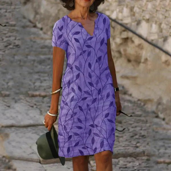 Christina | Printed V-Neck A-Line Dress