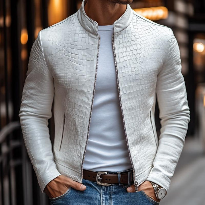 Mason Stone-Tone Leather Jacket