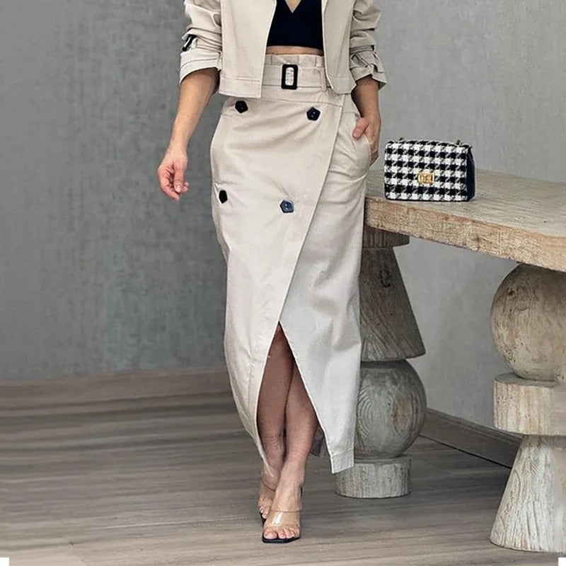 Zoe™- Elegant Jacket and Wrap Skirt Set