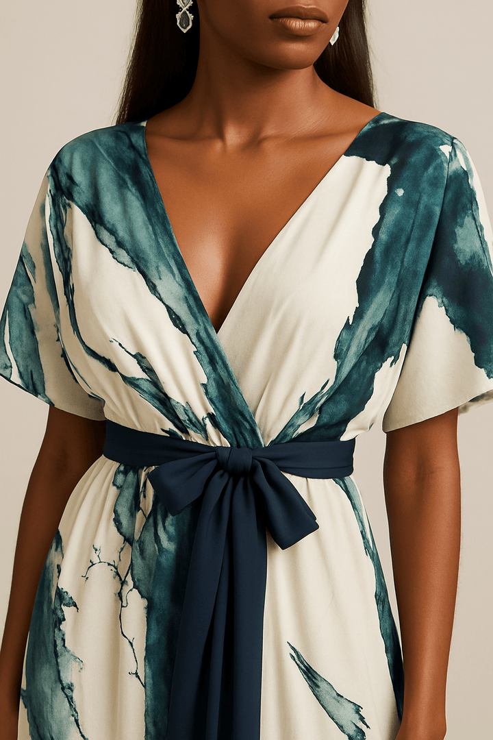 Nayla | Long Watercolour Print Dress