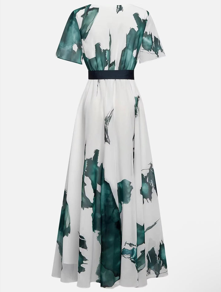 Nayla | Long Watercolour Print Dress