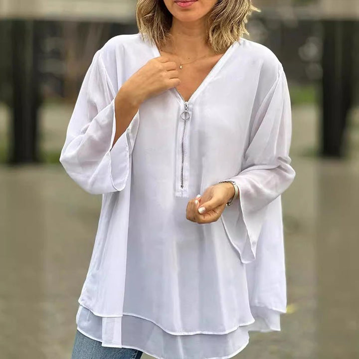 Lorelai™ | Women’s Chiffon Zipper Blouse