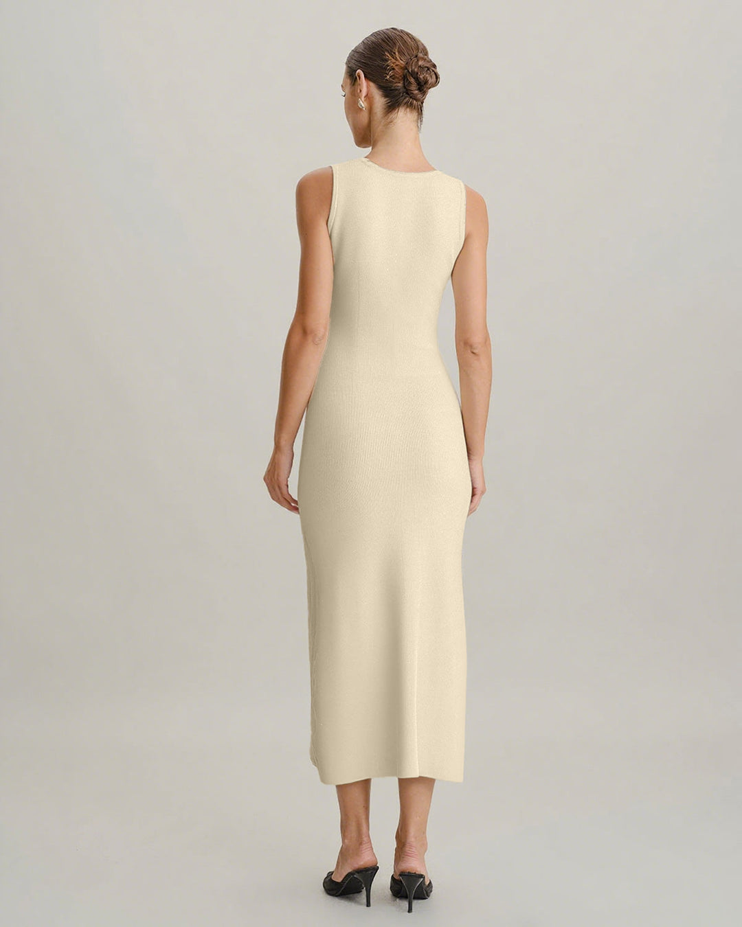 Lolita I Beige Sleeveless Button Sweater Dress